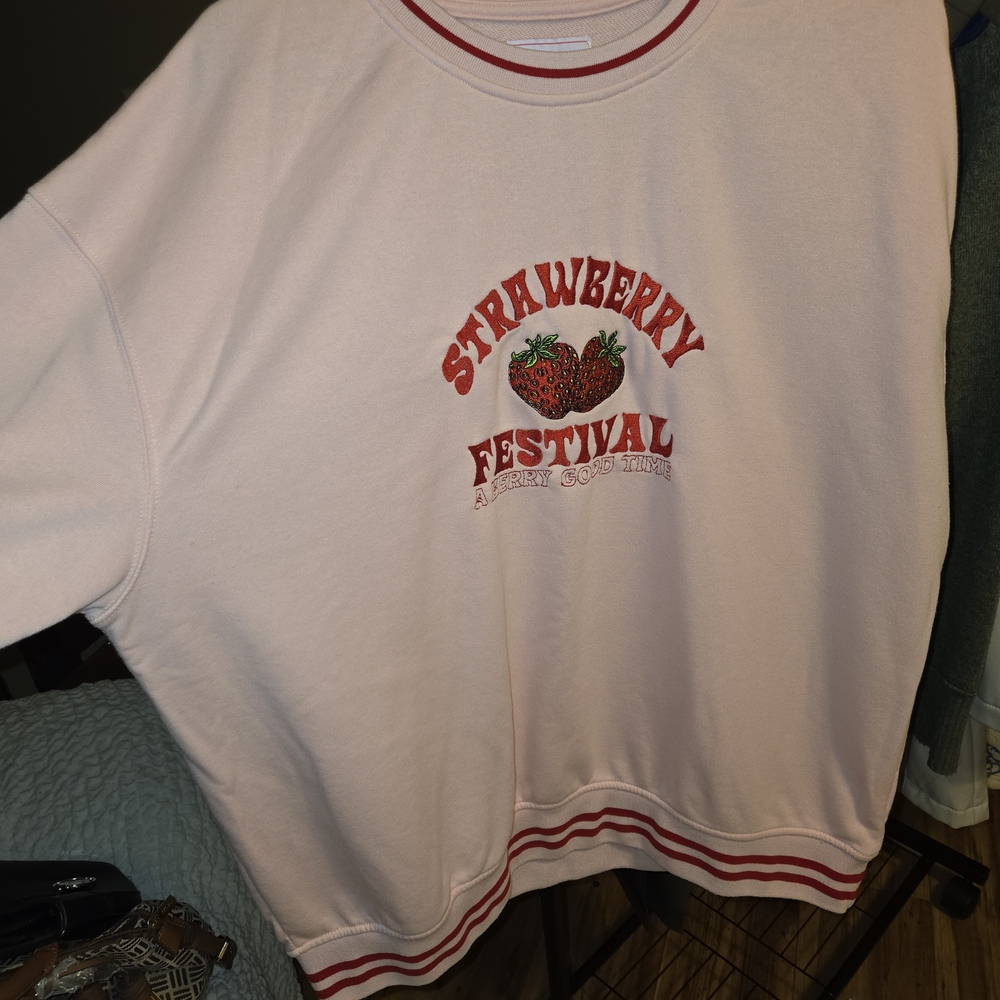 Simply Southern Pink Sweatshirt with Red Accents - Picture 2 of 4